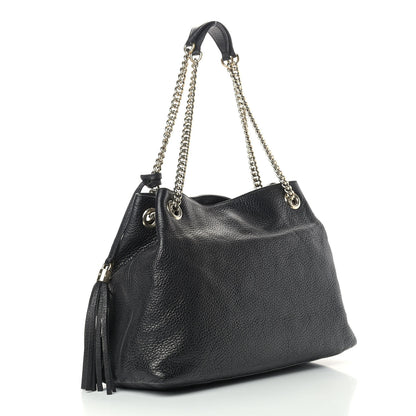Gucci Pebbled Calfskin Medium Soho Chain Shoulder Bag Black 3 of 17