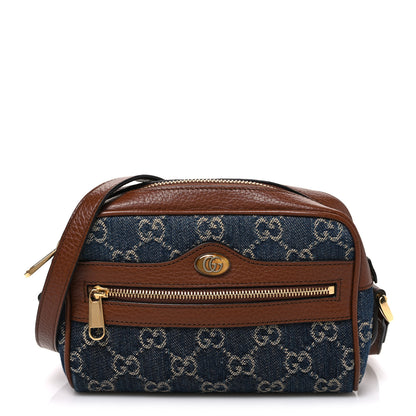 Gucci New Denim GG Monogram Dollar Calfskin Mini Ophidia Shoulder Bag Blue Tea Cuir Epilog 1 of 10