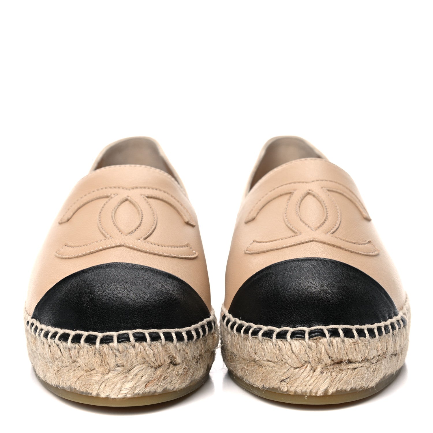 Chanel Lambskin CC Espadrilles 35 Beige Black 2 of 9