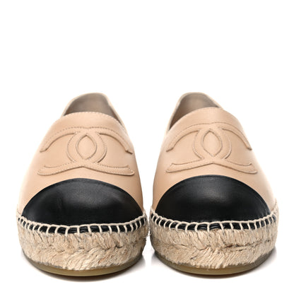 Chanel Lambskin CC Espadrilles 35 Beige Black 2 of 9