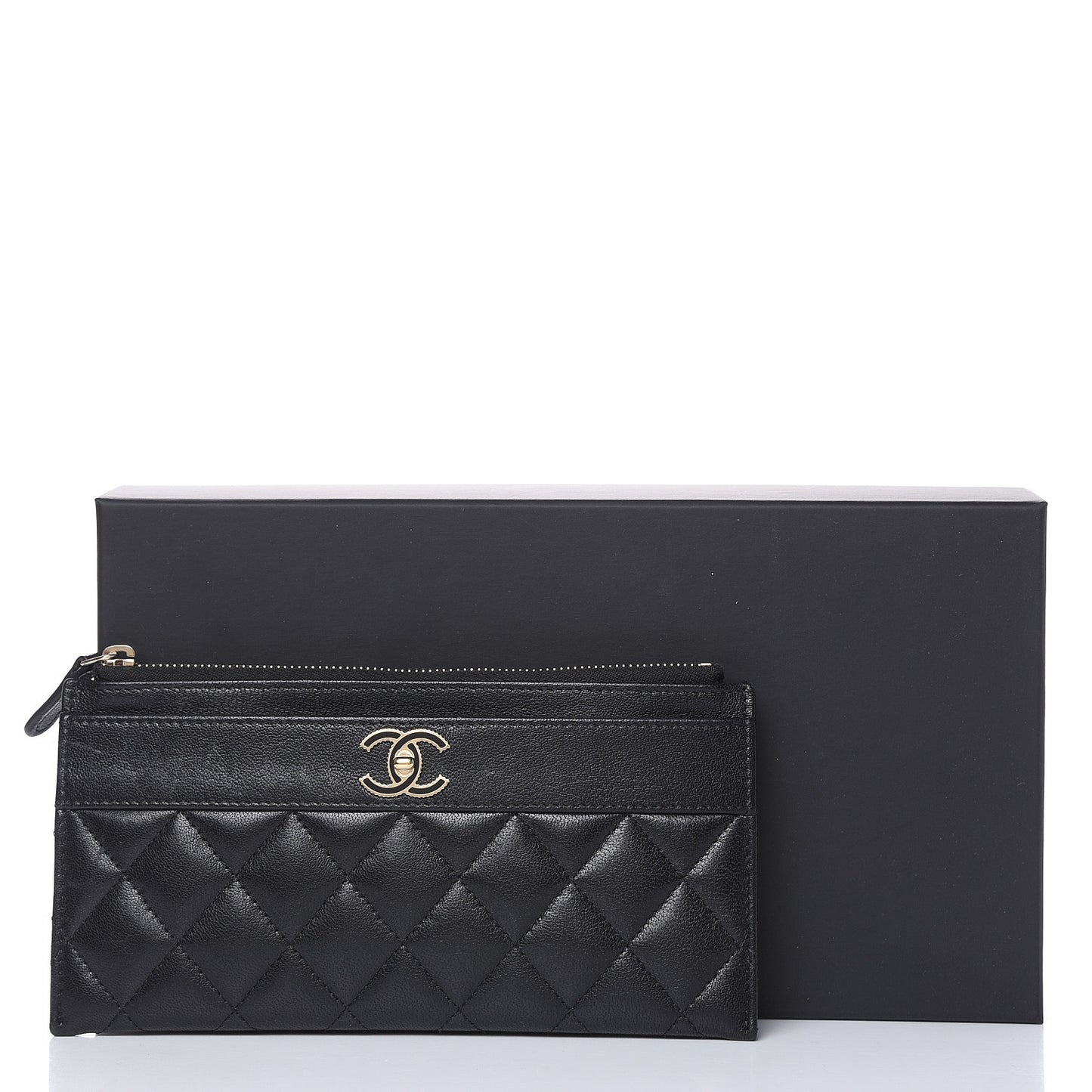 Sheepskin Quilted Mademoiselle Vintage Zip Pouch Black