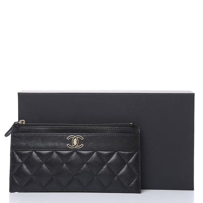 Chanel Sheepskin Quilted Mademoiselle Vintage Zip Pouch Black 10 of 10