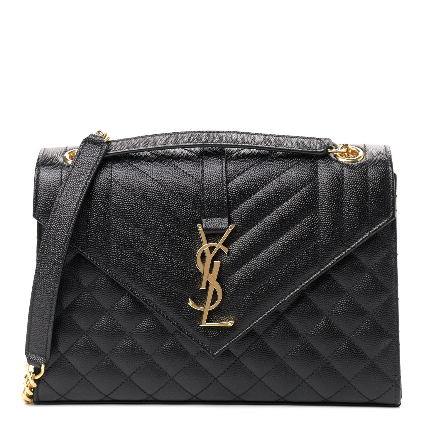 Grain De Poudre Textured Mixed Matelasse Triquilt Medium Monogram Satchel Black