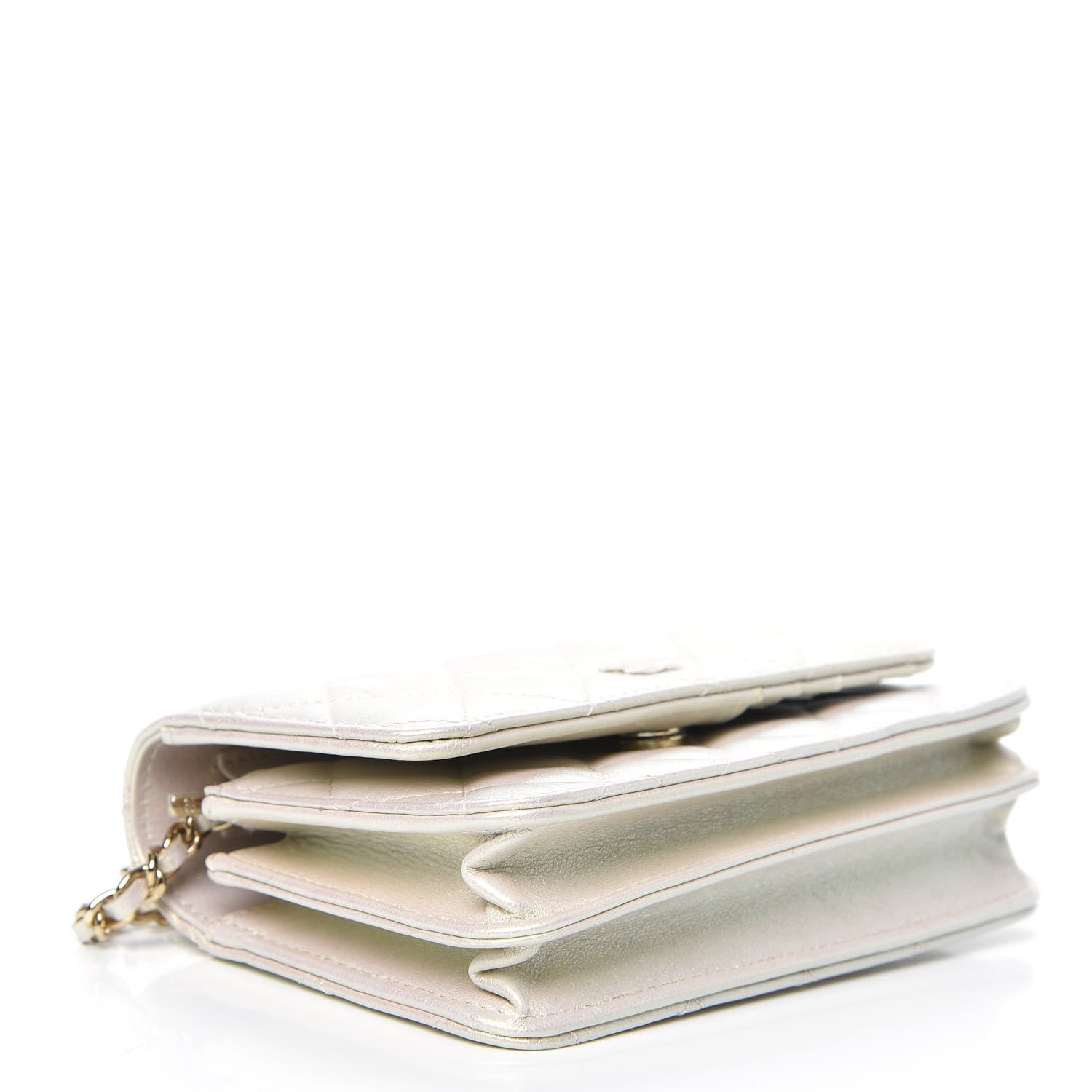 Chanel Iridescent Lambskin Quilted Mini Wallet On Chain WOC Ivory 4 of 11