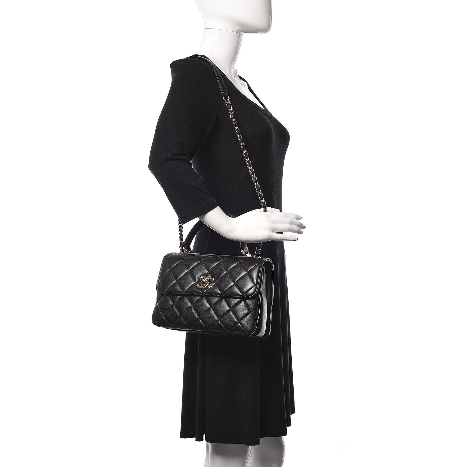 Chanel Lambskin Quilted Small Trendy CC Dual Handle Flap Bag Black 3 of 15