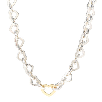 Tiffany Sterling Silver 18K Yellow Gold Heart Link Necklace 1 of 4