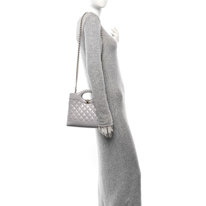 Chanel Shiny Crumpled Lambskin Quilted Mini 31 Shopping Bag Grey 2 of 10