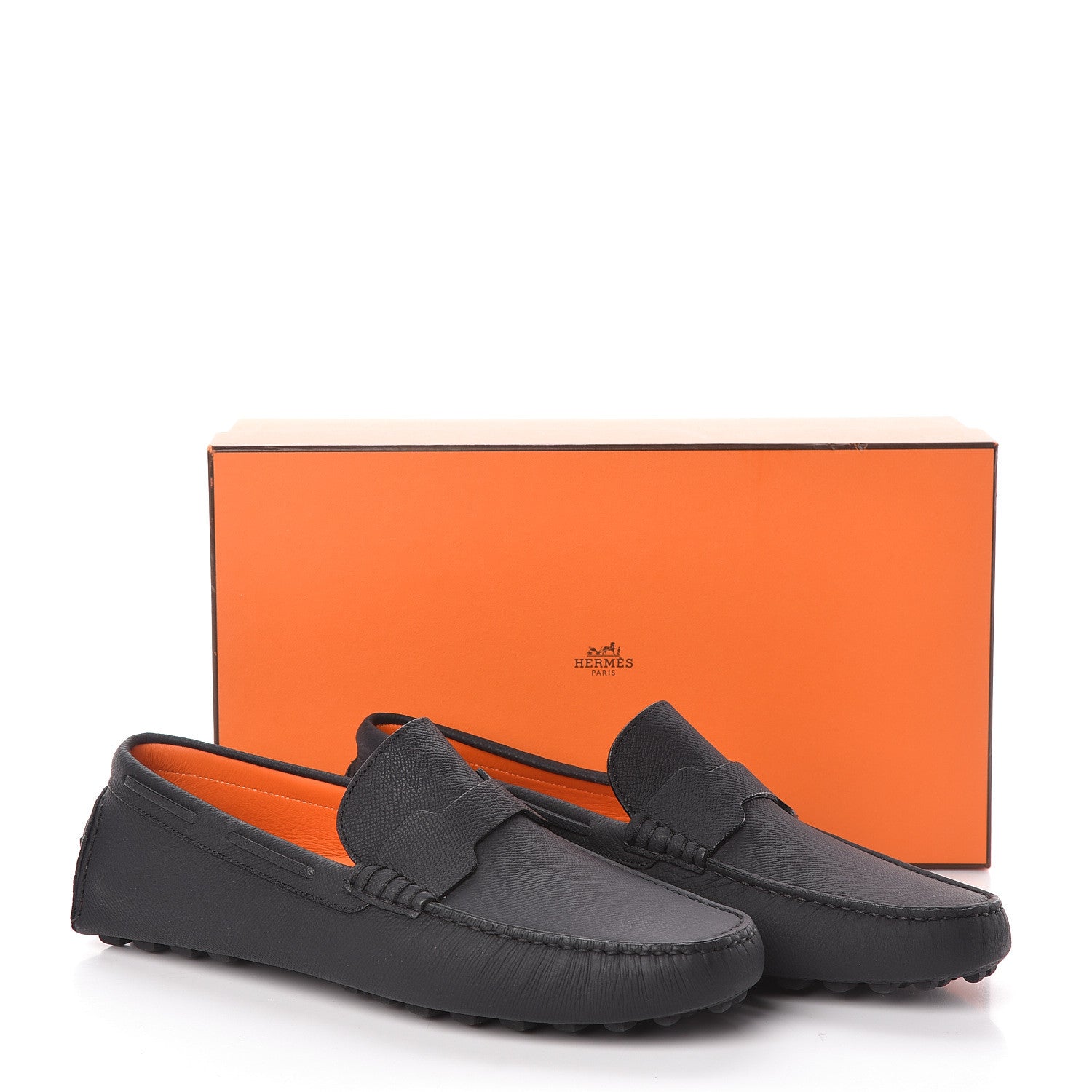 Hermes Epsom Mens Oscar Loafers 42 Black 8 of 8