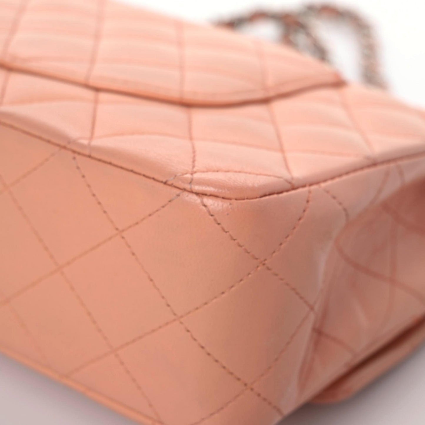 Lambskin Quilted Medium Double Flap Light Pink