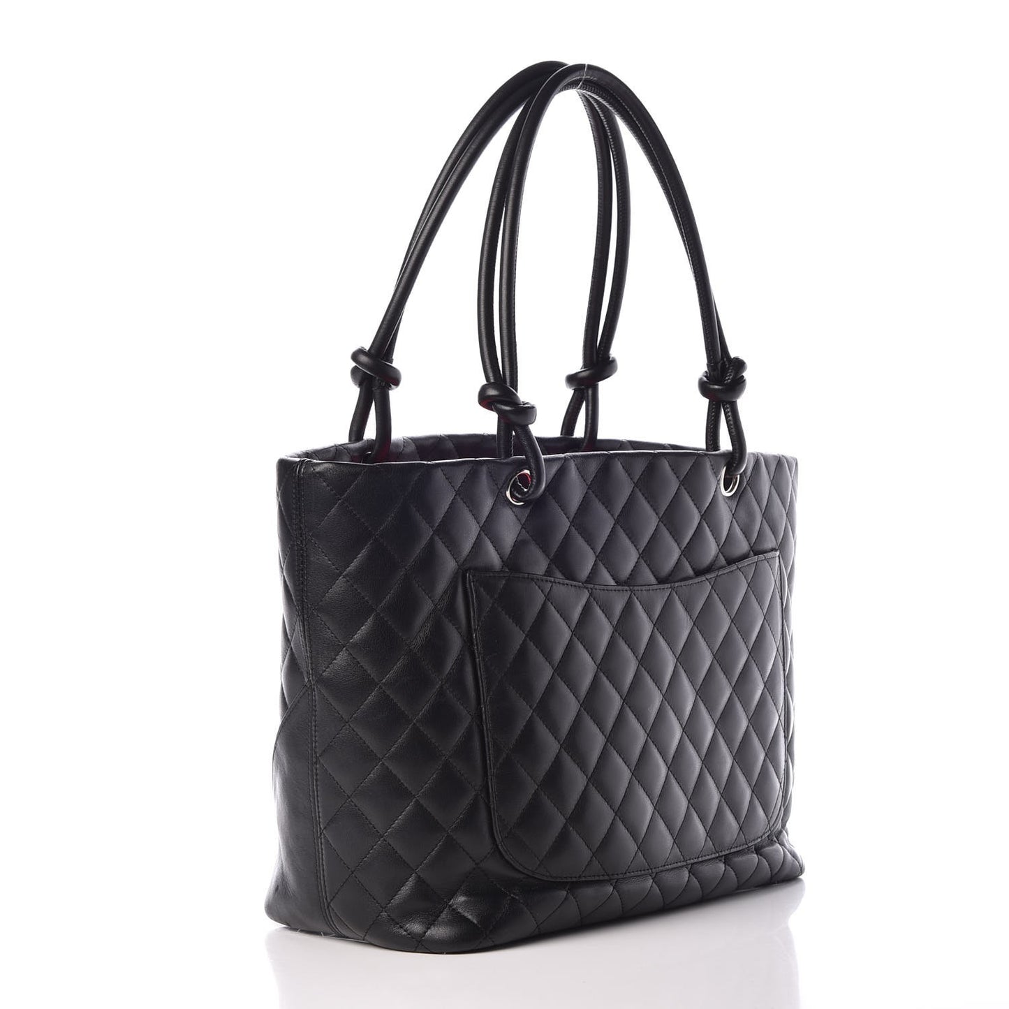 Calfskin Quilted Large Cambon Tote Black White