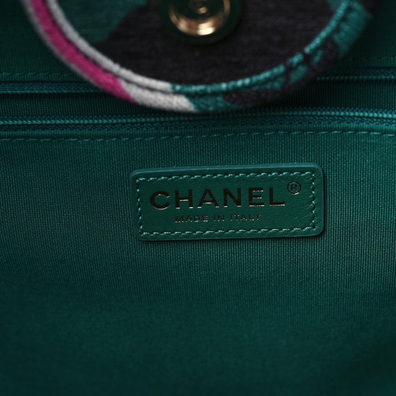Chanel Velvet Calfskin Beaded Medium Deauville Tote Pink Green Black 7 of 10