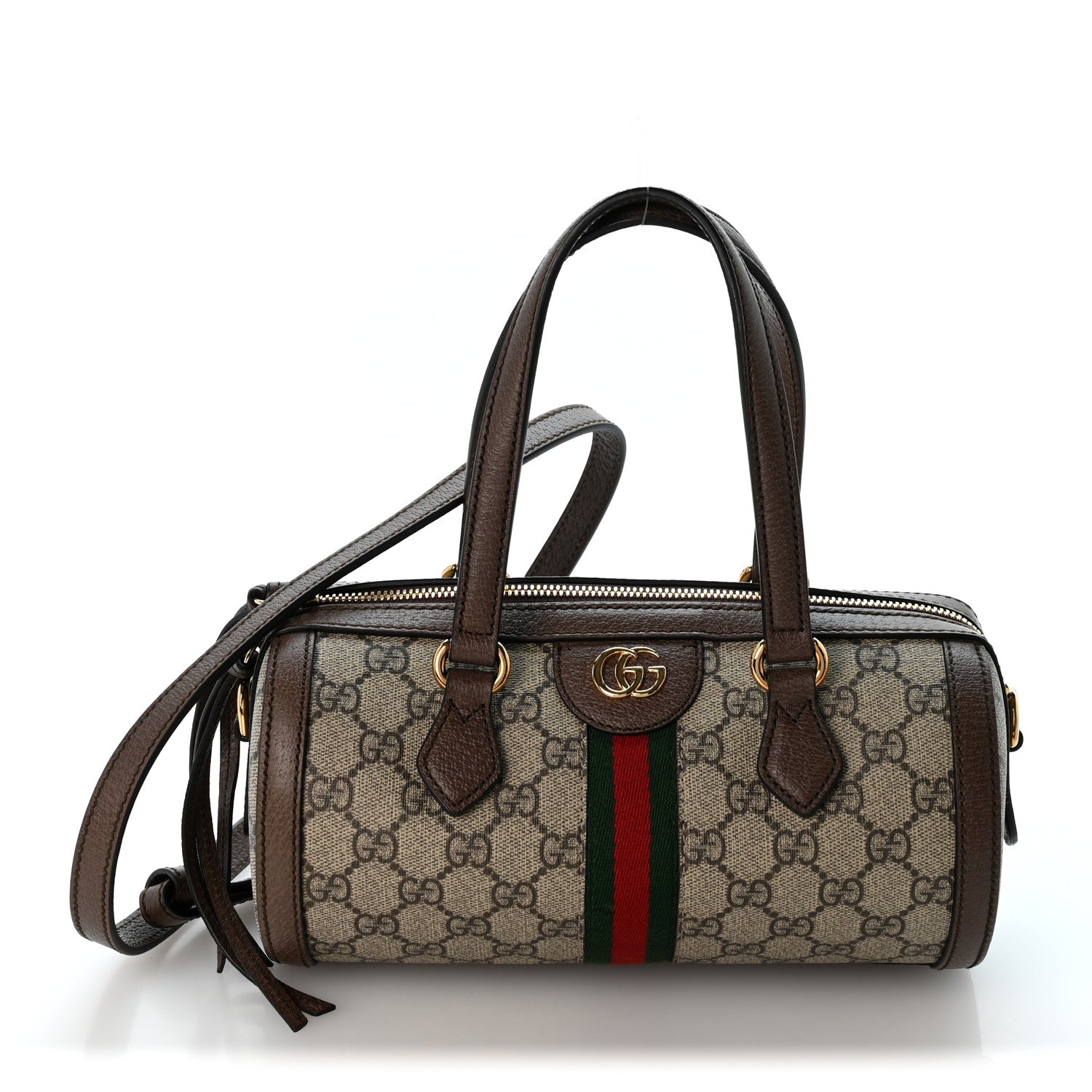Gucci GG Supreme Monogram Web Small Ophidia Boston Bag  Beige New Acero 1 of 12