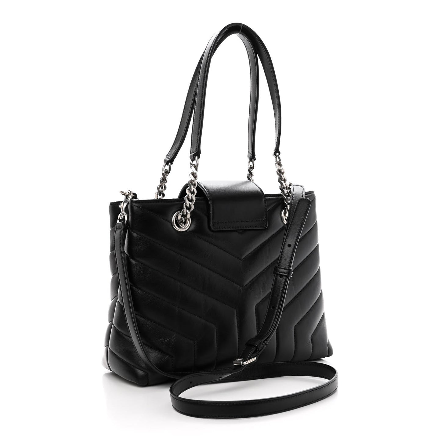 Calfskin Y Quilted Monogram Small Loulou Shopper Black