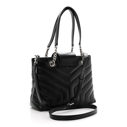 Saint Laurent Calfskin Y Quilted Monogram Small Loulou Shopper Black 3 of 9