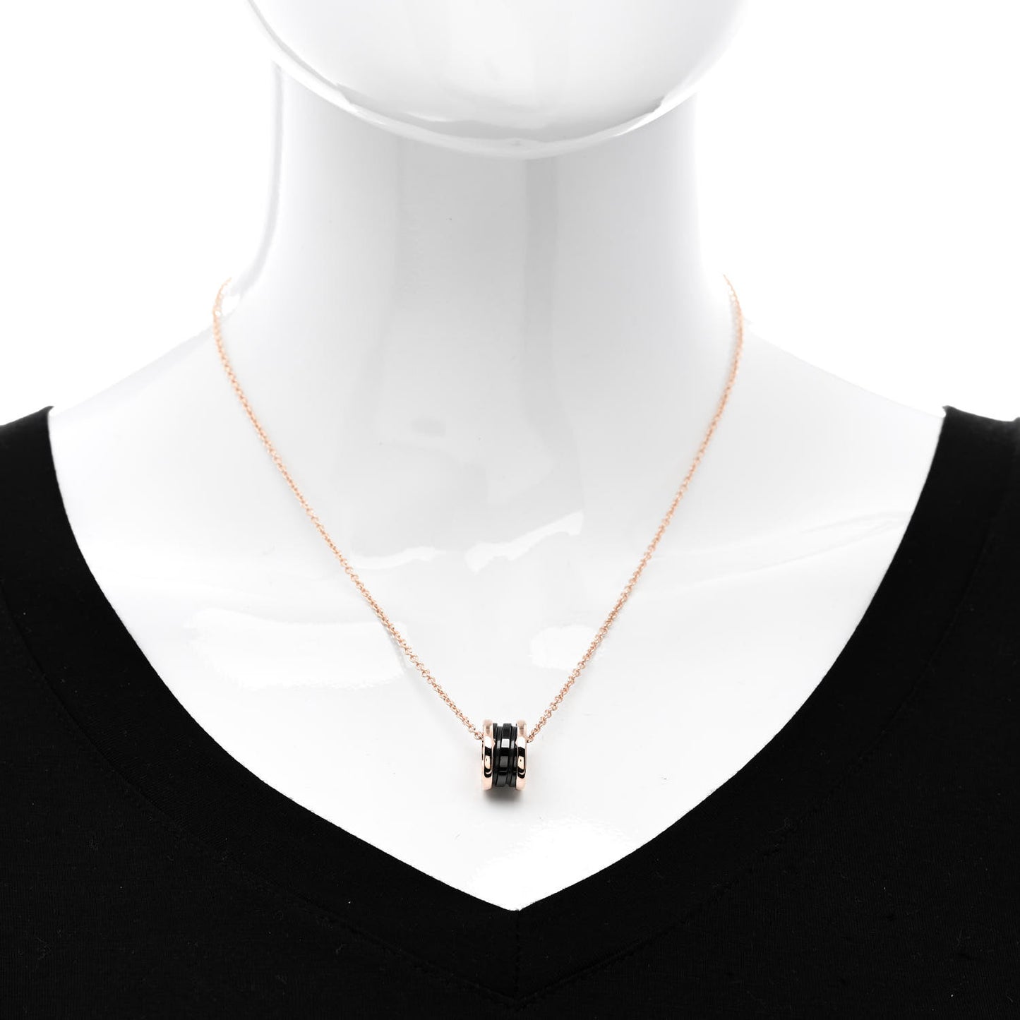 18K Rose Gold Black Ceramic B.Zero1 Pendant Necklace
