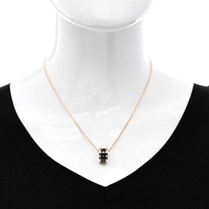 Bulgari 18K Rose Gold Black Ceramic B.Zero1 Pendant Necklace 2 of 7