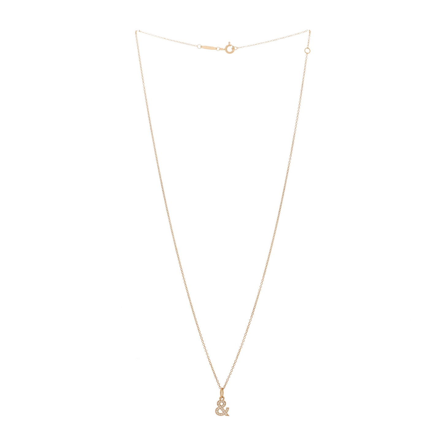 18K Rose Gold Diamond Small Ampersand Pendant Necklace