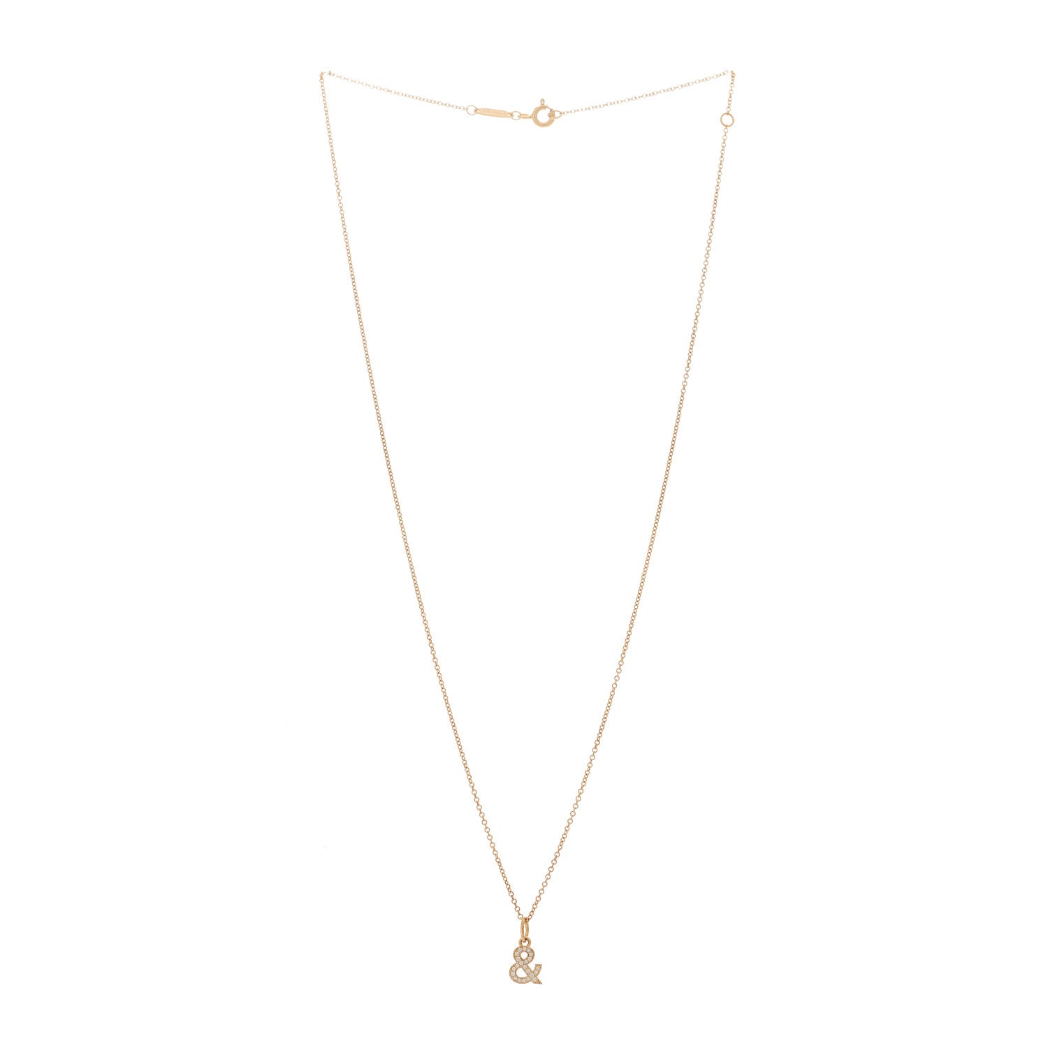 Tiffany 18K Rose Gold Diamond Small Ampersand Pendant Necklace 3 of 8