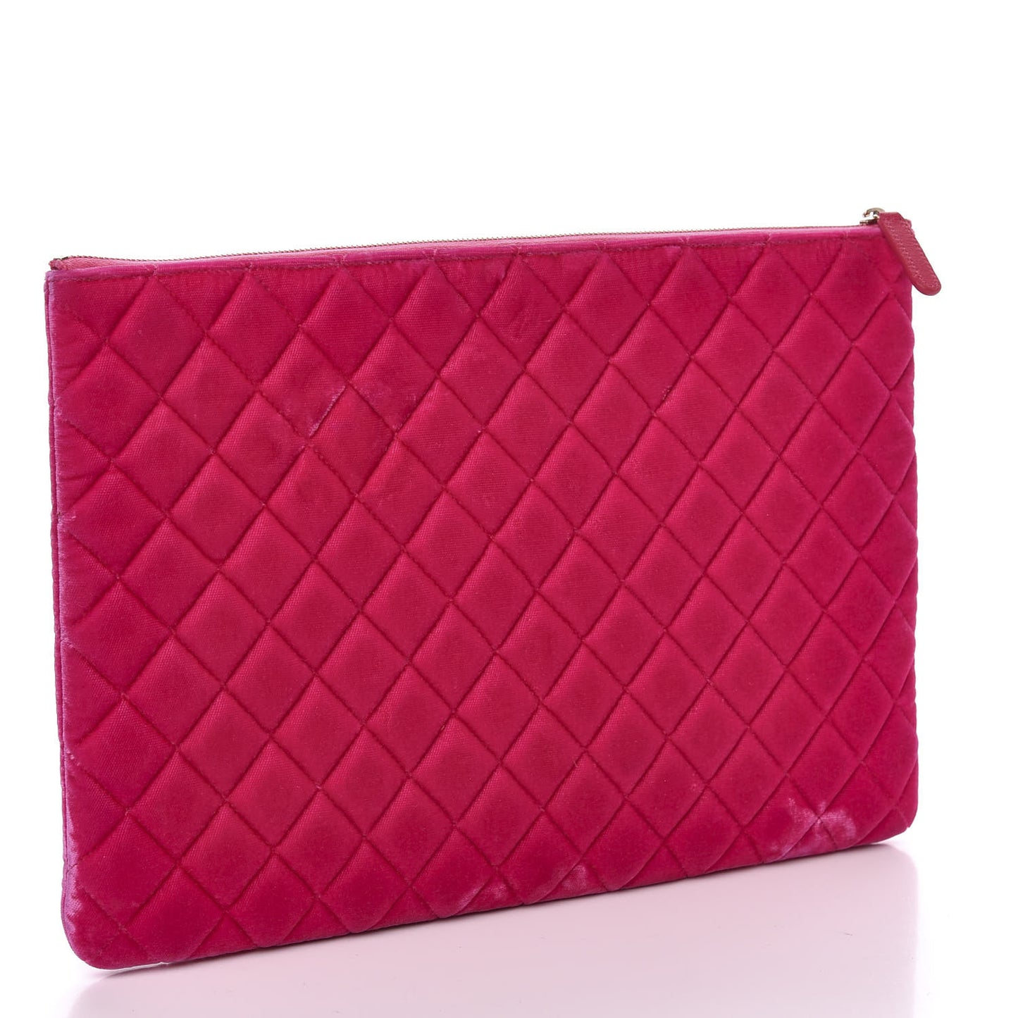 Velvet Quilted Large Cosmetic Case Fuchsia