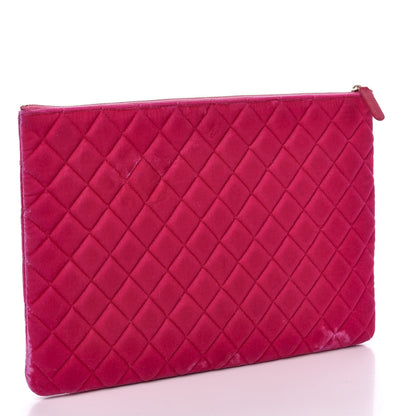 Chanel Velvet Quilted Large Cosmetic Case Fuchsia 3 of 8