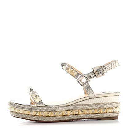 Christian Louboutin Calfskin Cubiste Pyraclou 60 Platform Sandals 36 Platine 1 of 11