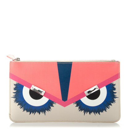 Fendi Vitello Elite Crystal Eye Monster Zip Pouch Bellini Multicolor 1 of 8