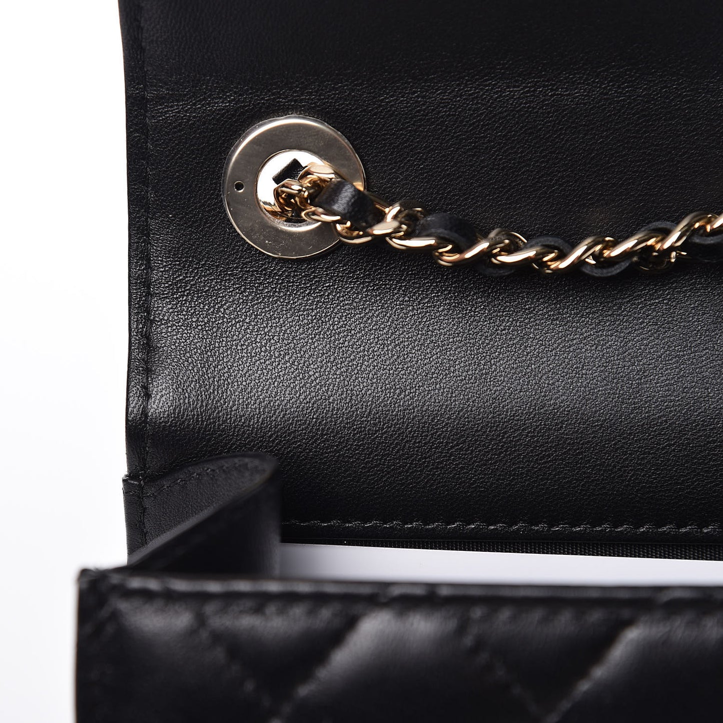 Lambskin Quilted Mini Trendy CC Chain Wallet Black