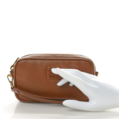 Miu Miu Nappa Arcadie Zipped Clutch Cognac 2 of 7