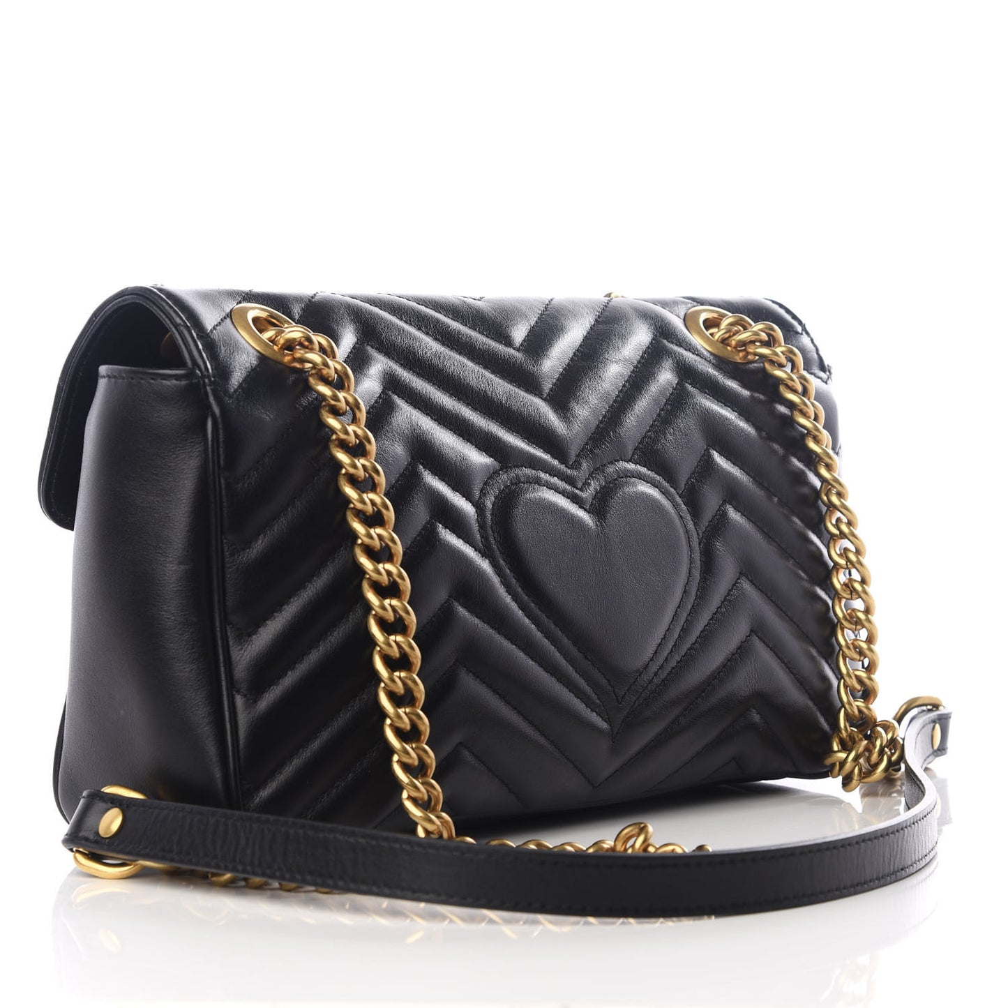 Calfskin Matelasse Small GG Marmont Shoulder Bag Black