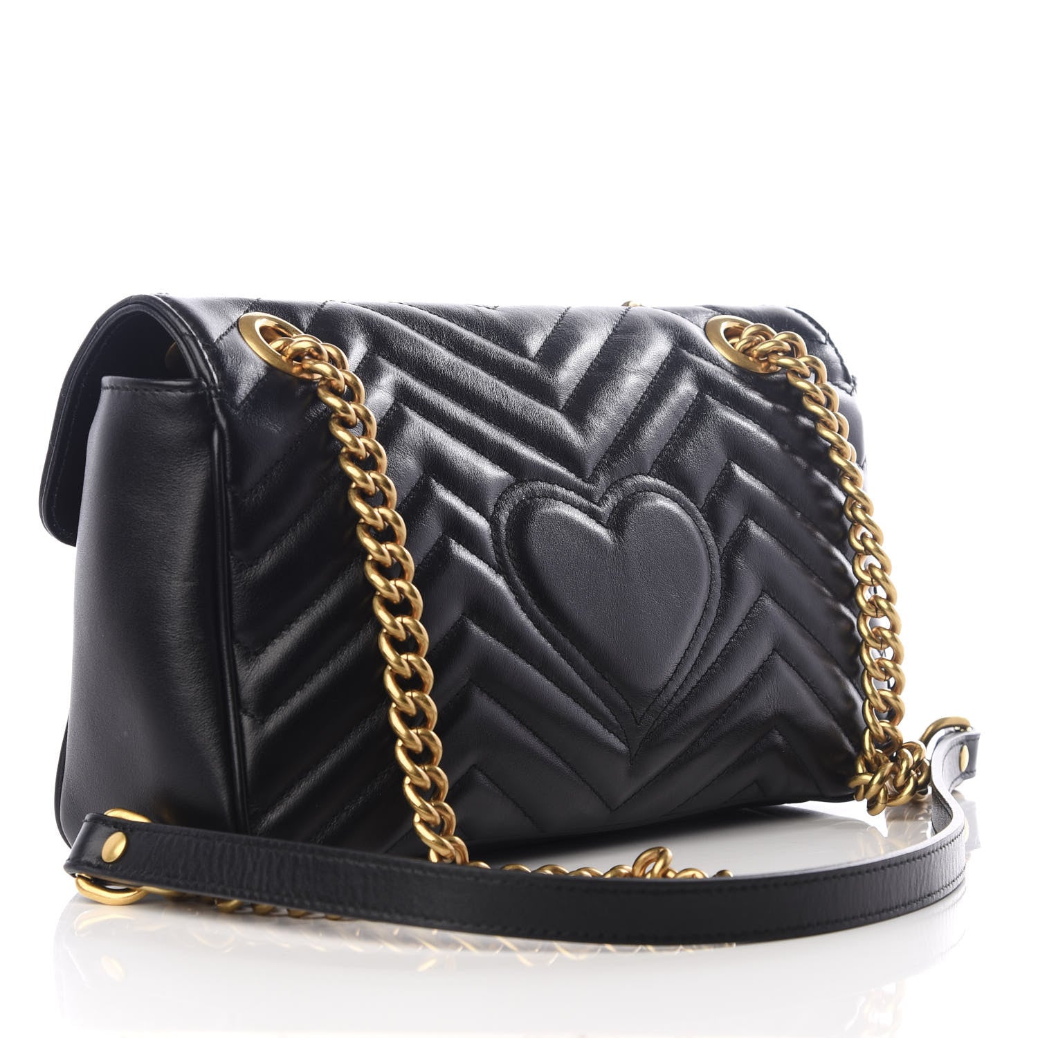 Gucci Calfskin Matelasse Small GG Marmont Shoulder Bag Black 2 of 8