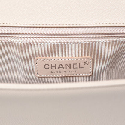 Chanel Caviar Chevron Quilted New Medium Boy Flap Light Beige 6 of 9