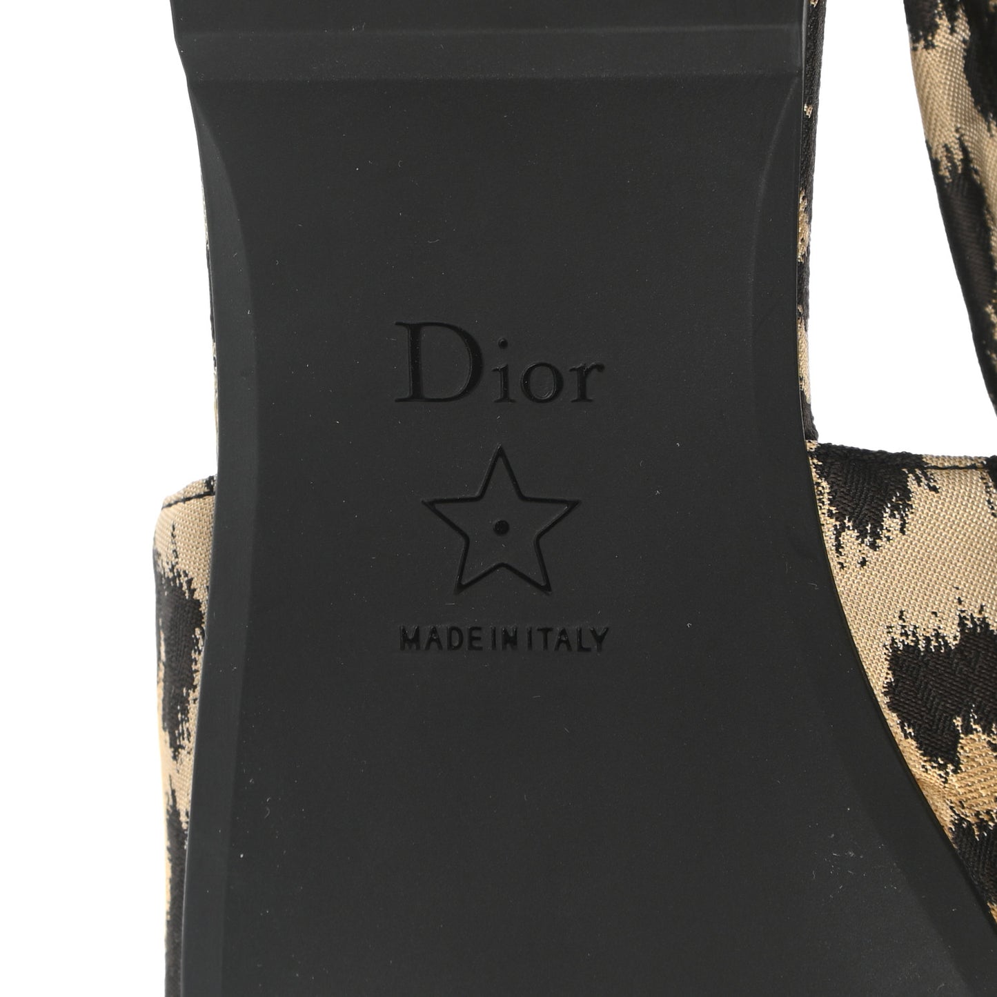 Nylon Leopard Print Mizza Slingback Flat 38 Beige Multicolor