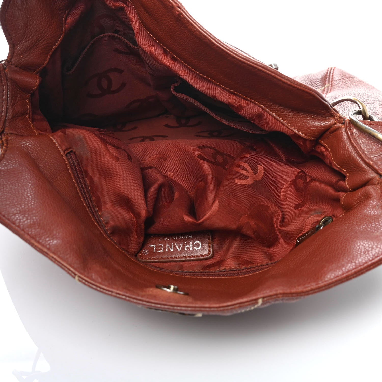 Chanel Calfskin Contrast Stitch Shoulder Bag Brown 4 of 4