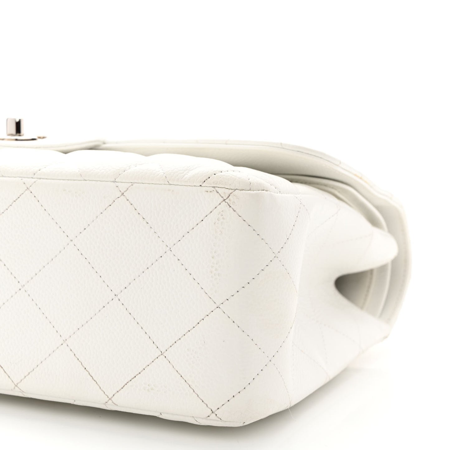 Caviar Quilted Jumbo Double Flap White