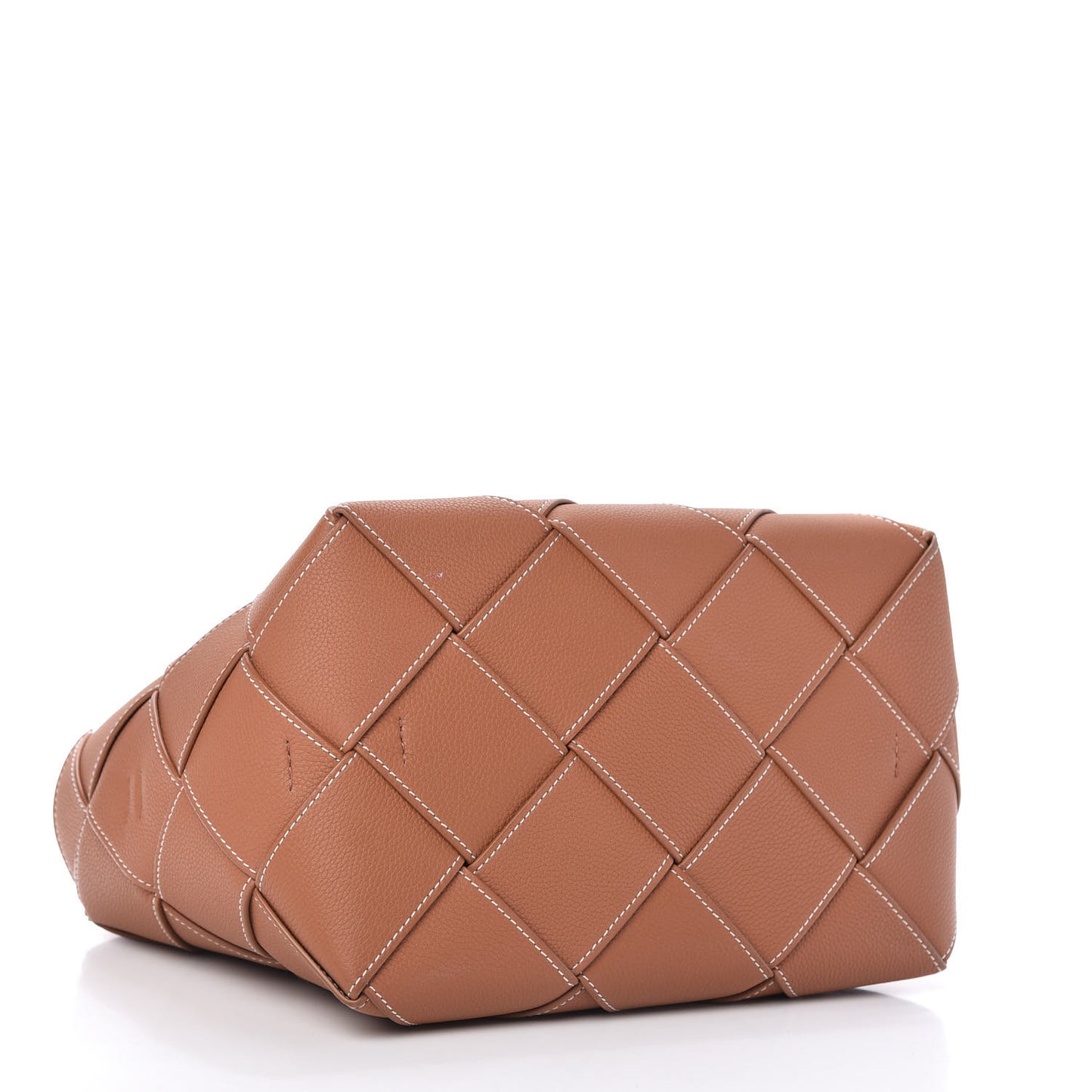 Soft Grained Calfskin Woven Basket Bag Tan