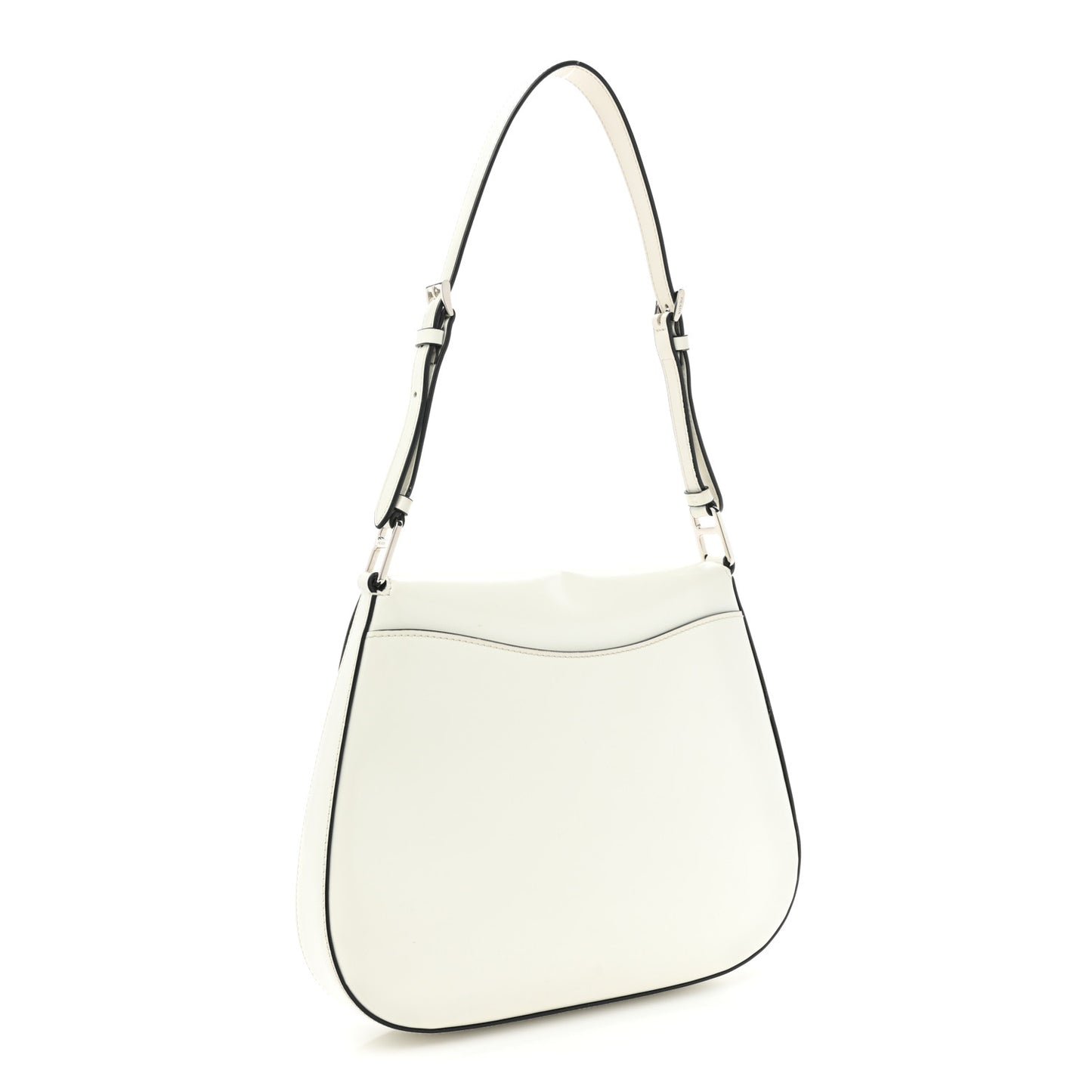 Spazzolato Cleo Flap Adjustable Strap Shoulder Bag White Black