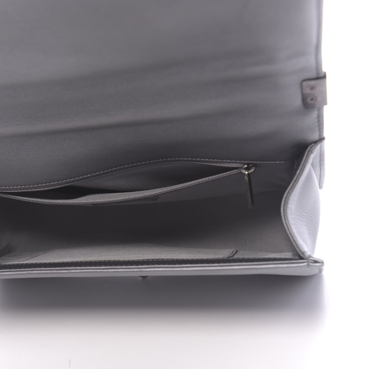 Metallic Calfskin Quilted New Medium Boy Flap Dark Silver