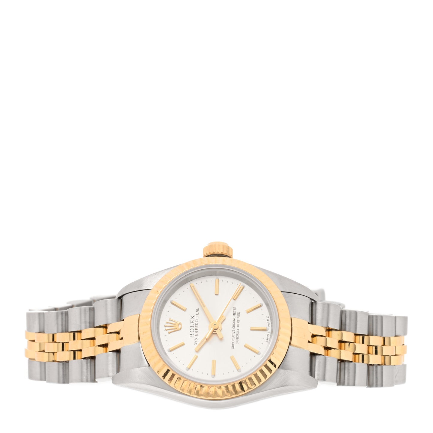 Stainless Steel 18K Yellow Gold 26mm Oyster Perpetual Watch Silver 76193