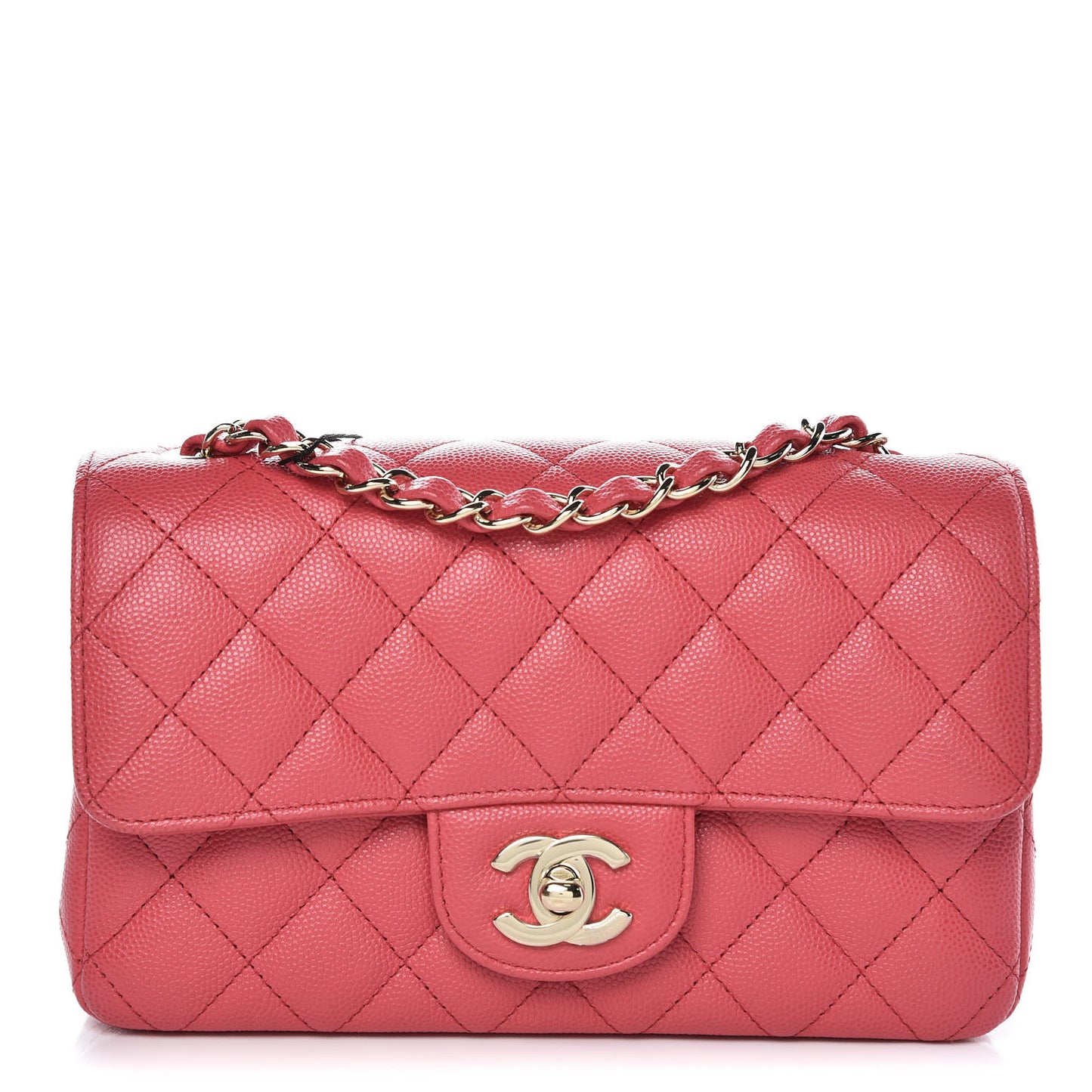 Caviar Quilted Mini Rectangular Flap Dark Pink