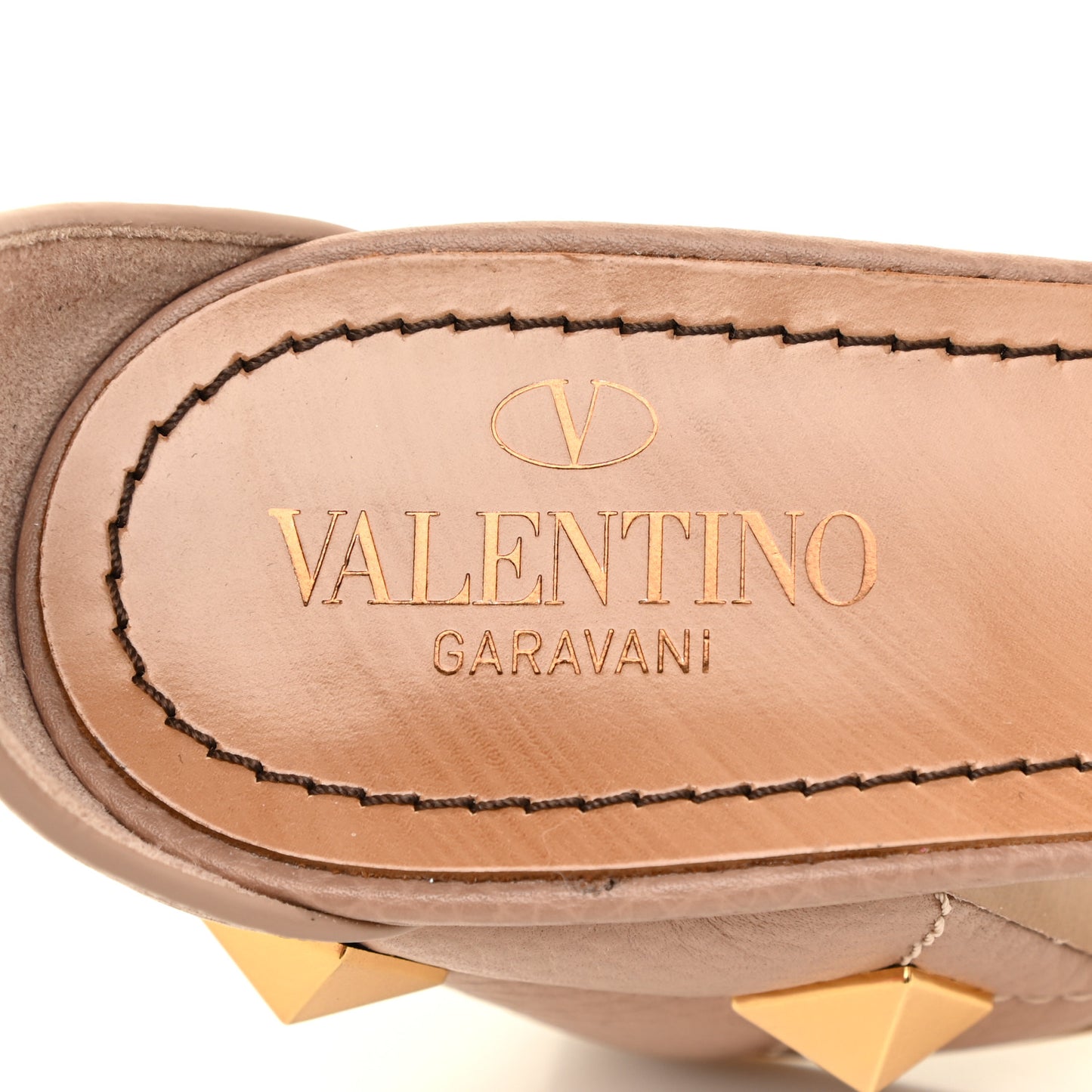 Grained Calfskin Roman Stud Ankle Strap 75mm Sandals 37 Rose Cannelle