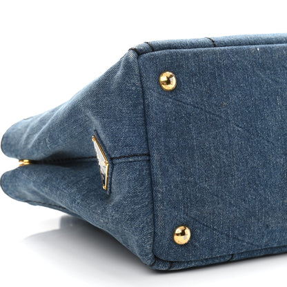 Prada Denim Small Logo Tote Bleu 10 of 11