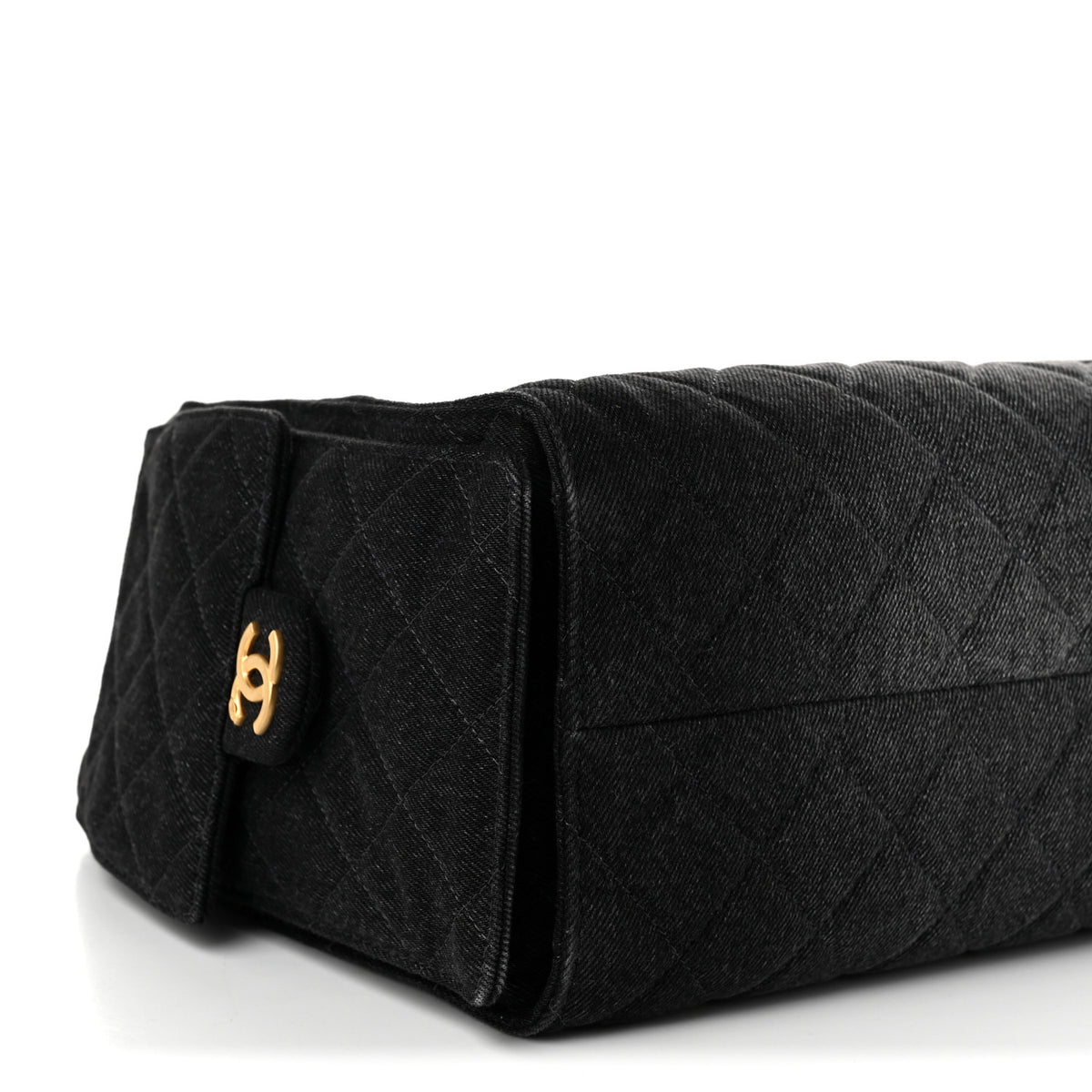 Washed Denim Quilted Small Chanel 25 Handbag Black