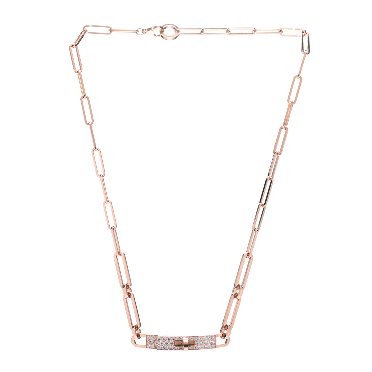 18K Rose Gold Diamond Pave Kelly Chaine Choker Necklace