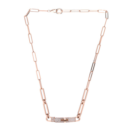 Hermes 18K Rose Gold Diamond Pave Kelly Chaine Choker Necklace 3 of 6