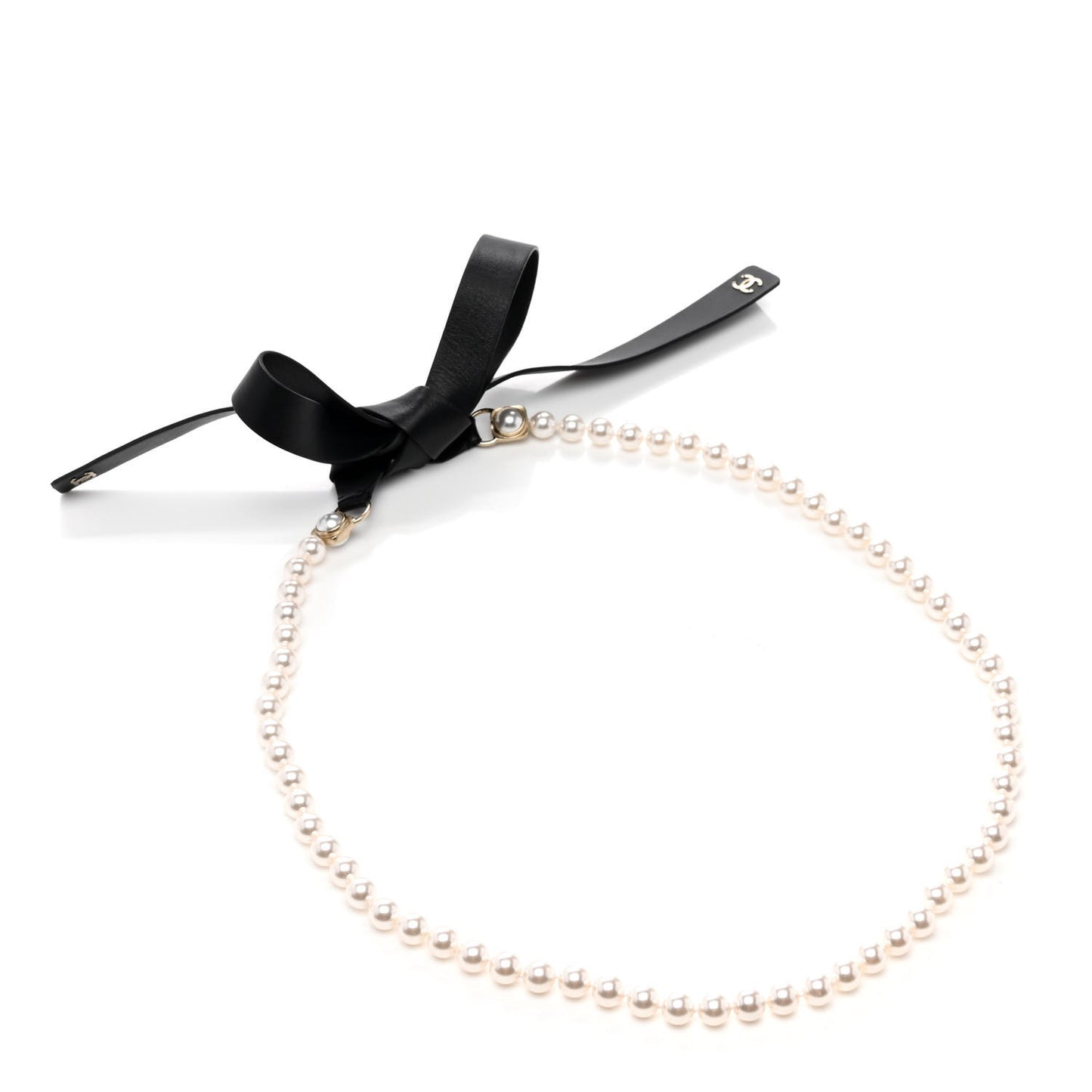 Lambskin Pearl CC Chain Belt M Black
