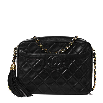 Chanel Lambskin Quilted CC Tassel Camera Case Black 1 of 8