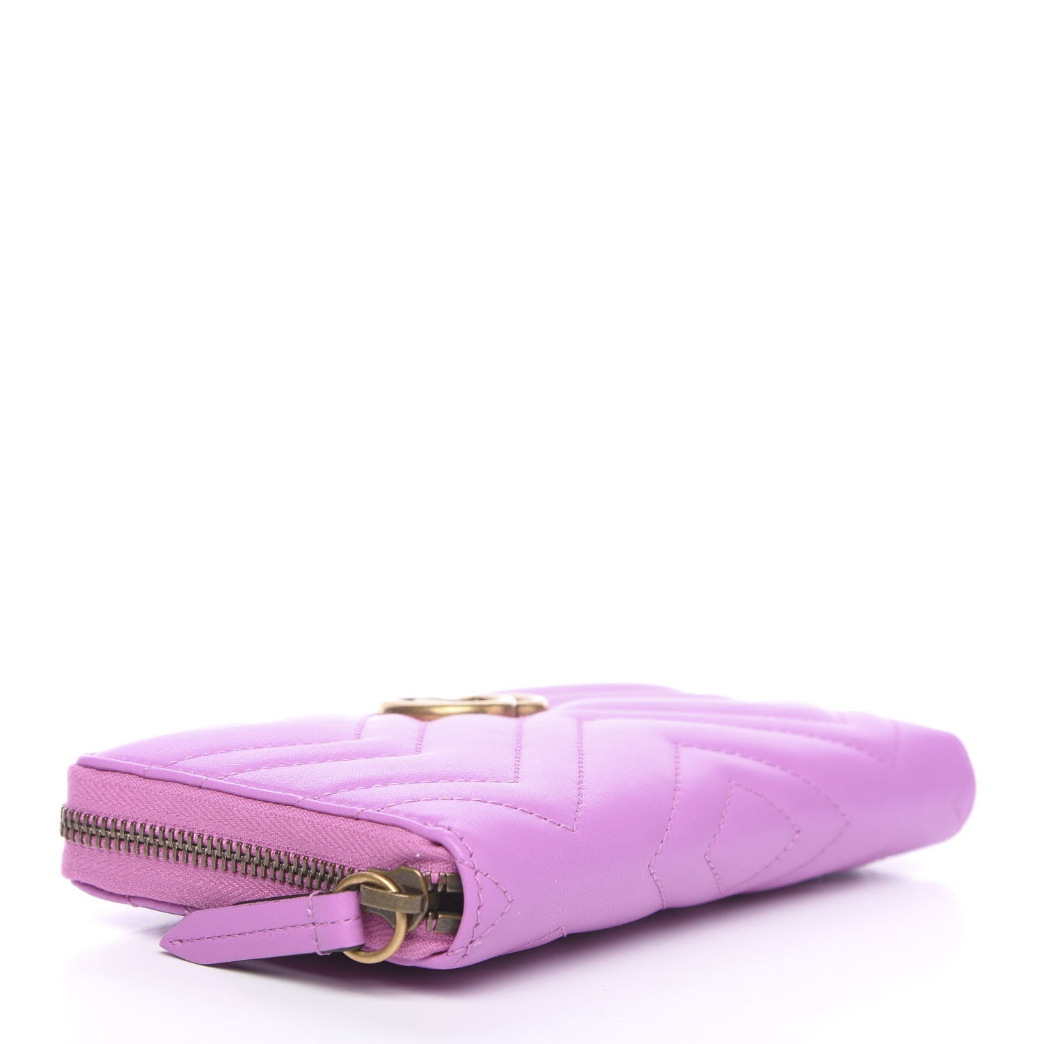 Gucci Calfskin Matelasse GG Marmont Zip Around Wallet Candy Mousse 3 of 7