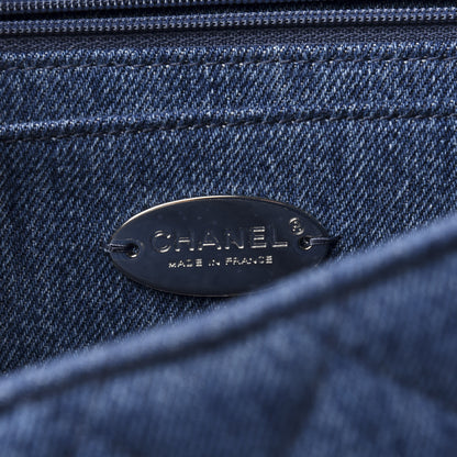 Chanel Denim Quilted CC Print Jumbo Single Flap Blue 8 of 11