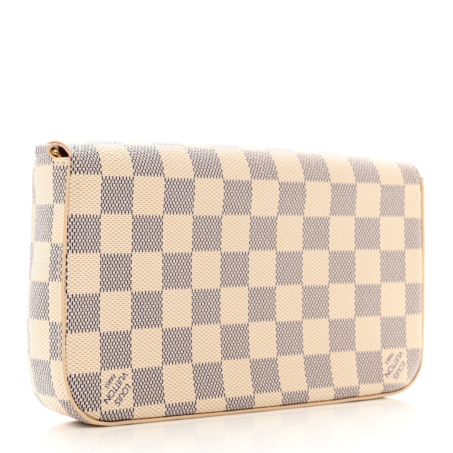 Damier Azur Pochette Felicie Chain Wallet Rose Ballerine