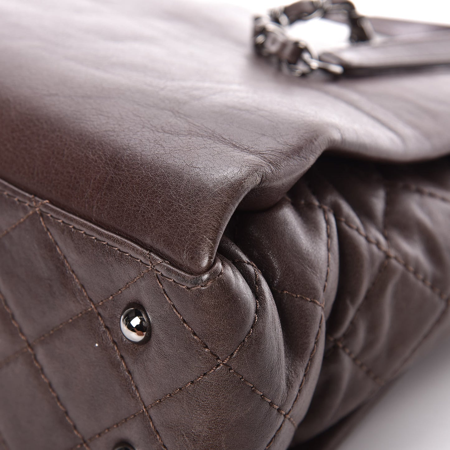 Calfskin Zipped Shopping Tote Grey